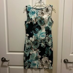 Connected apparel dress, Size 6, Blue/white teal and brown colors